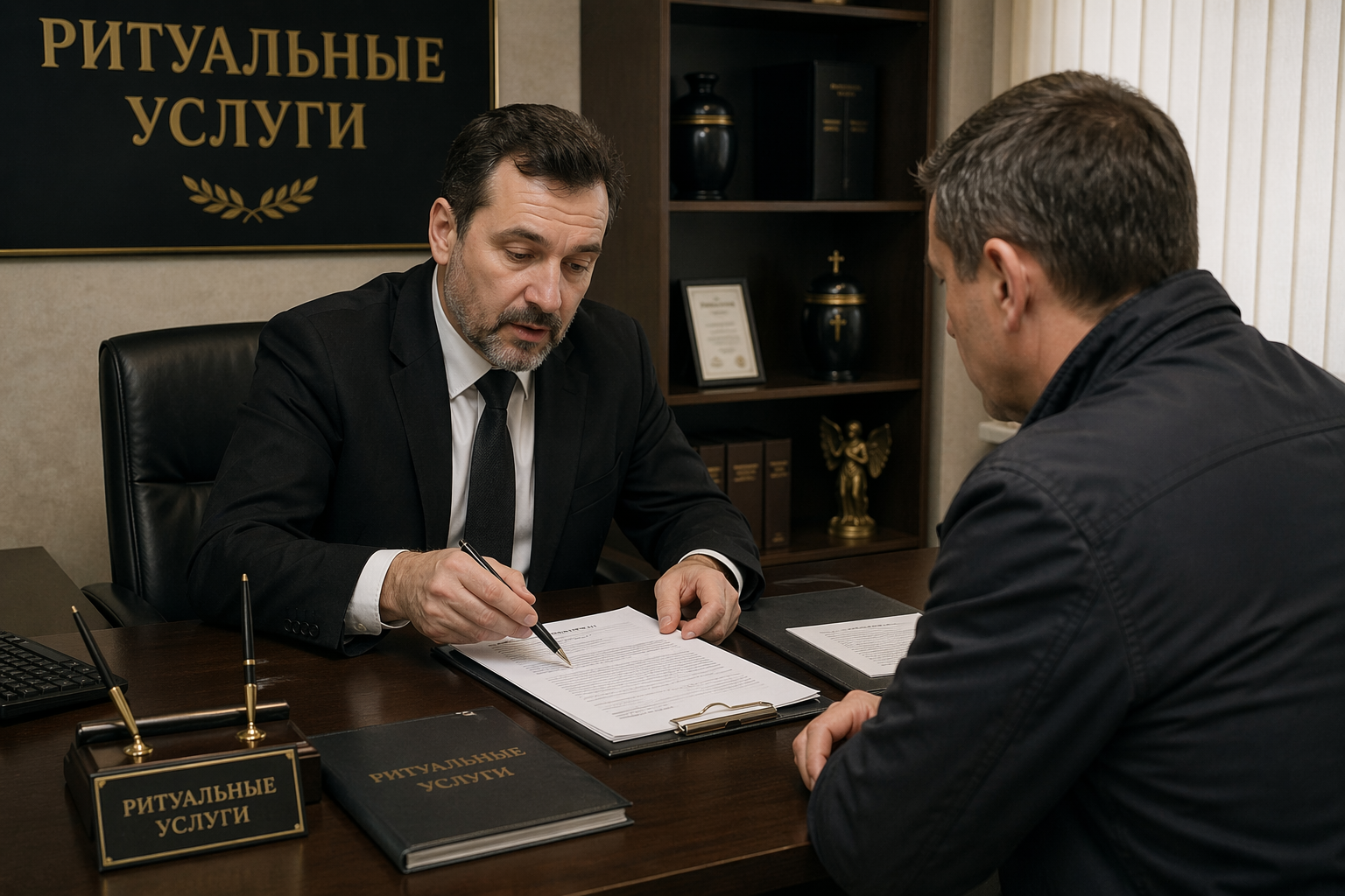 Ритуальный агент Ритуал-Сервис оформляет документы для установки памятника на кладбище Лысьвы